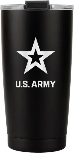 Miniatura 2 de Military Gift Shop Vaso de 20 onzas del ejército estadounidense, taza de café de acero aislado de doble pared con tapa y vaso de 20 onzas