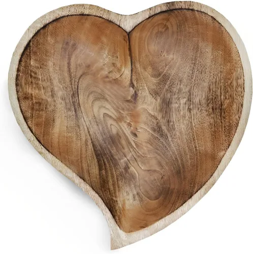 Miniatura 7 de WitnyStore Cuenco en forma de corazón de 6 pulgadas, funcional y coleccionable, cuenco de madera hecho a mano para servir frutos secos, postres