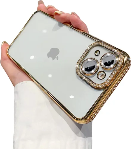 Miniatura 27 de Funda compatible con iPhone 11 Pro Max con protector de lente de cámara de diamante con purpurina, bonita funda de cristal transparente a prueba