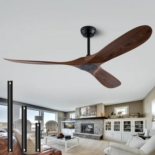 Miniatura 13 de QUTWOB - Ventilador de techo de 60 pulgadas con control remoto sin luces, moderno motor DC reversible para interiores y exteriores, ventiladores