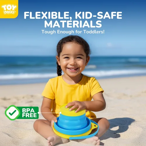 Miniatura 3 de TOY Life Juego de 9 cubos de arena con 3 cubos de playa plegables, 3 palas y 3 rastrillos, juguetes de playa para niños pequeños de 4 a 8 años