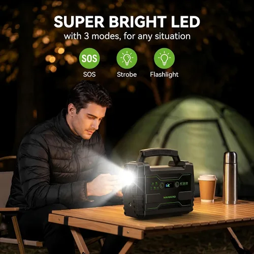 Miniatura 7 de MARBERO Generador solar de 155 Wh con panel solar de 30 W, estación de energía portátil con 2 salidas de CA de 100 W (pico de 150 W), QC3.0 USB