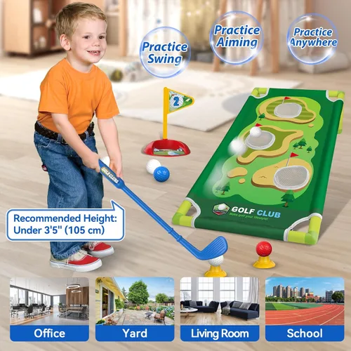Miniatura 5 de Liberry Juego de Golf para Niños Pequeños de 2, 3, 4, 5 Años Niños Niñas, Carrito de Golf Mejorado para Niños con Tablero de Cornhole de Golf