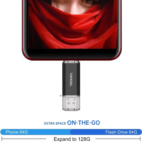 Miniatura 4 de TOPESEL Tipo C 2 Pack 32GB Unidad Flash USB C Unidad USB Dual 2-en-1 con Indicador LED USB 3.0/3.1 Gen1 Memoria Stick de 32 GB USB-C para Compartir