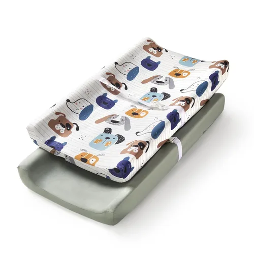 Miniatura 23 de TILLYOU Juego de funda para cambiador de niña en material de jersey suave, se adapta a almohadillas contorneadas de 32 pulgadas/34 x 16 pulgadas