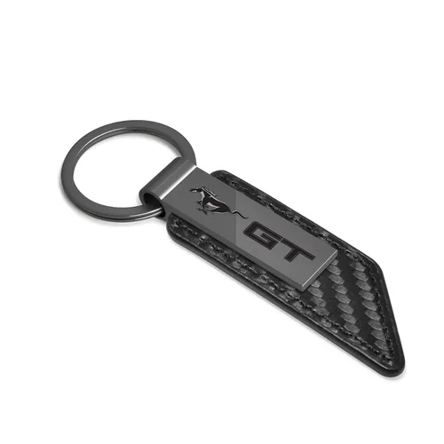 Miniatura 2 de iPick Image Para Ford Mustang GT PU Cuero Fibra Textura Correa Negro Metal Bar Llavero - Con licencia
