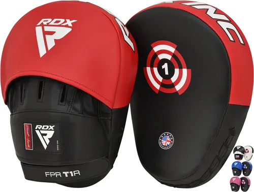 RDX Manoplas de entrenamiento de boxeo, manoplas curvadas de piel Maya para gancho y jab, ideales para MMA, kickboxing, artes marciales, Muay Thai,