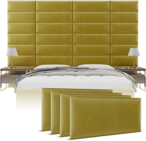 Miniatura 44 de Cabeceras tapizadas Vänt - Paneles de pared para montar en la pared tamaño Queen/Full - Champán neutro metálico - Juego de 4 paneles
