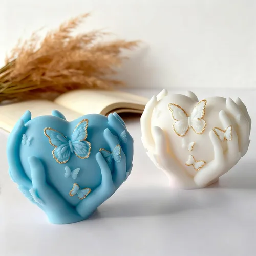 Miniatura 6 de Moldes de vela 3D de rosa y corazón, 2 moldes de silicona de San Valentín para jabones hechos a mano, regalos de velas, manualidades de resina, Mano