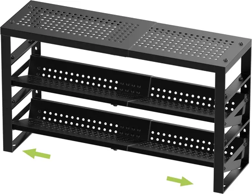 Jojocross Organizador de cocina ampliable, apilable y ajustable, estantes de almacenamiento de despensa de metal, estante de varios niveles para