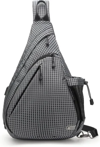 Miniatura 11 de TurnWay - Bolsa bandolera impermeable, bolsa cruzada, bolsa al hombro, con puerto de carga USB para viajes, senderismo, ciclismo, campamento Gris