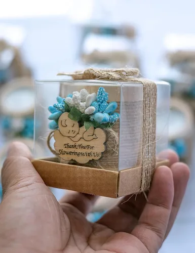 Miniatura 7 de Ju's Favors Portavelas de madera (juego de 10), recuerdos de baby shower, recuerdos de bautizo de niño, recuerdos de fiesta de bautizo de bebé