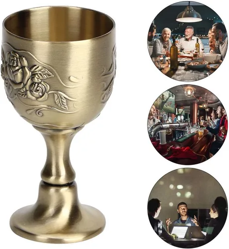 Miniatura 7 de Agatige Copas de cáliz vintage, de metal de cobre, para tostar, cáliz de vino, cáliz de flores, en relieve, mini tazas de comunión para bar en casa
