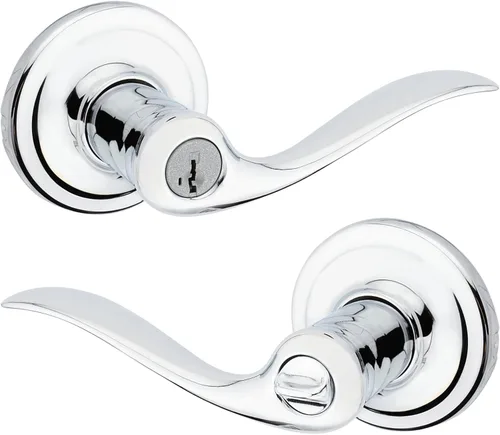 Miniatura 25 de Kwikset Tustin Manija de Puerta de Paso Interior, Palanca para Puertas de Armario y Pasillo, Palanca de Manija Reversible Sin Bloqueo, Bronce Bronce