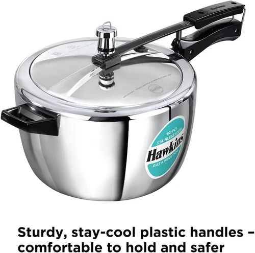 Miniatura 4 de HAWKINS Triply - Olla a presión de acero inoxidable, olla ancha, tapa interior, 7 litros, color plateado
