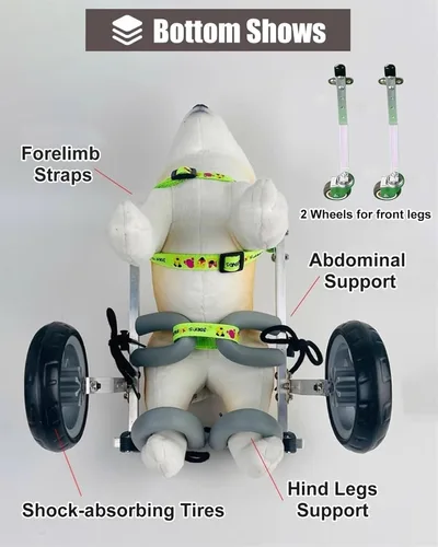 Miniatura 4 de Adjustable Dog Wheelchair for Back Legs - Lightweight Mobility Cart for Injured Dogs, Support for Front & Back Legs, Size S Pet Walker for Enhanced