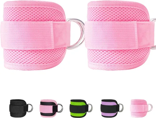 Miniatura 23 de Correas de tobillo de fitness para máquinas de cable, paquete de 2, cómodas y ajustables, puños de tobillo y muñeca acolchados, correas para piernas