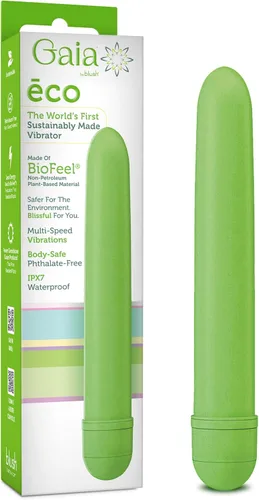 Blush Gaia® Eco - Vibrador delgado silencioso multivelocidad de 7 pulgadas, BioFeel a base de plantas sostenible, clítoris, vagina, juego anal, Verde