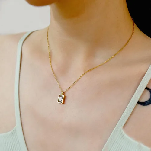 Miniatura 4 de Badu Collar de lágrima creada en oro de 18 quilates de 0.39 x 0.394 pulgadas para mujer, joyería de circonita cúbica solitaria, día de la madre