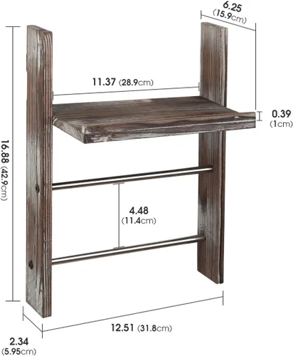 Miniatura 7 de J JACKCUBE DESIGN Toallero de pared de madera rústica con estante, escalera de manta para baño, soporte de toallas de mano de cocina, colgador