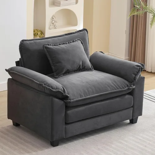 Miniatura 27 de Sofá modular seccional, sofá de nube con otomana, asiento profundo de felpilla en forma de L para sala de estar y apartamento