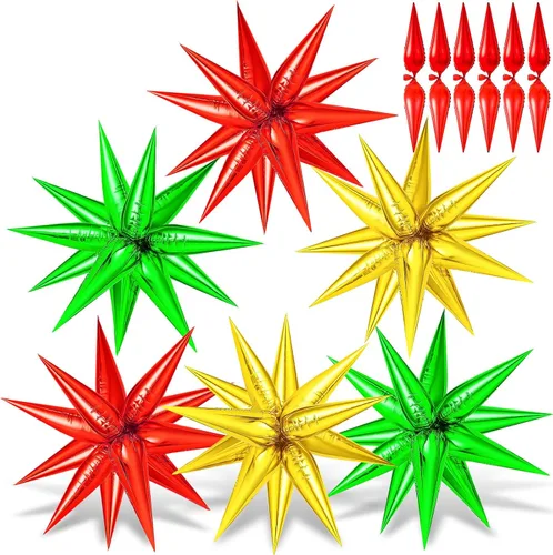 Miniatura 12 de 72 unidades de globos de estrella, grandes globos de cono de estrella metálicos de 26 pulgadas, globos de papel de aluminio de explosión colorida