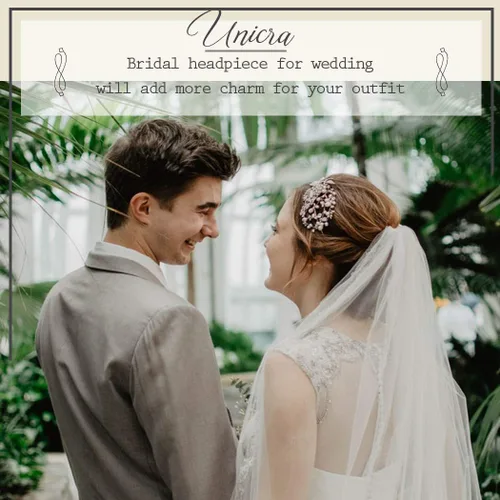 Miniatura 7 de Unicra Diadema larga con diamantes de imitación de cristal para mujeres y niñas (dorado)