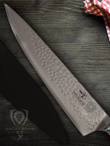Miniatura 5 de Dalstrong Cuchillo de Chef - Hoja de 10.25 pulgadas - Serie Shogun ELITE - Damasco - Acero Super AUS-10V japonés - Mango negro G10 - Cuchillo