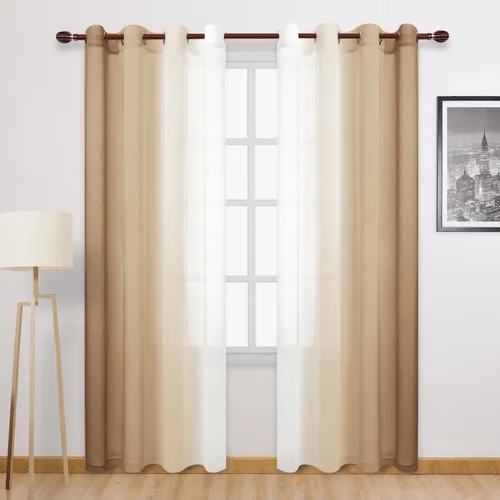 Miniatura 32 de DWCN Cortinas Transparentes de Lino Sintético Negro Degradado Ombré - Cortinas Semi Transparentes de Gasa con Ojales en la Parte Superior