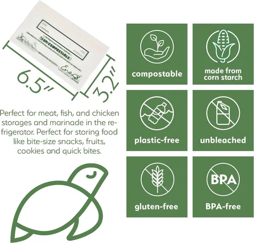Miniatura 2 de Bolsas de almacenamiento de alimentos 100% compostables [Paquete de 150 aperitivos] Bolsas ecológicas para congelador, bolsas resellables