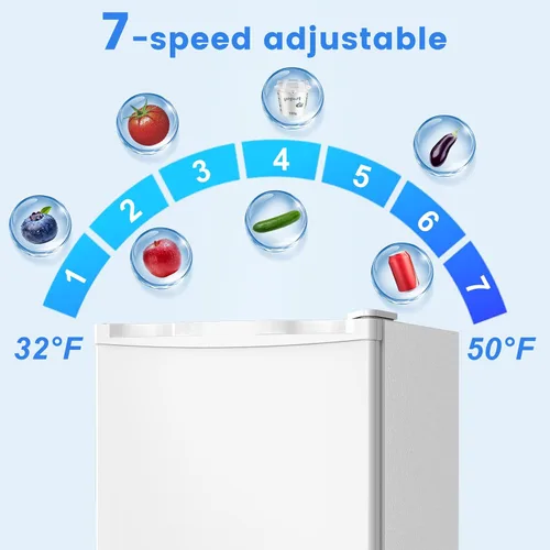 Miniatura 3 de Antarctic Star Mini refrigerador con congelador, clasificado 1.6 pies cúbicos, refrigerador vertical pequeño con estantes removibles, 7 termostato