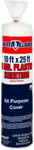 Film-Gard 626134 Lámina de plástico para consumo, 10 pies de ancho x 25 pies de largo x 3 mil de grosor, transparente