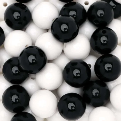 Miniatura 35 de 1000 cuentas redondas de acrílico negro de 0.315 in de diámetro con agujero de 0.079 in