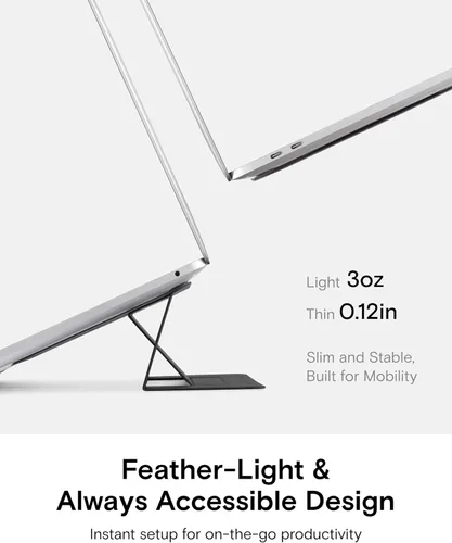Miniatura 2 de MOFT Soporte para computadora portátil para escritorio, soporte adhesivo para computadora MacBook con 2 ángulos de visión ajustables, elevador Negro