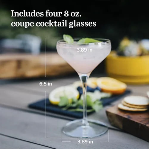 Miniatura 3 de Juego de 4 Copas Cupé de la Firma Greenwich de Libbey, Copas de Champán Atemporales para Bebidas y Postres, Copas de Cóctel para Todas las Ocasiones