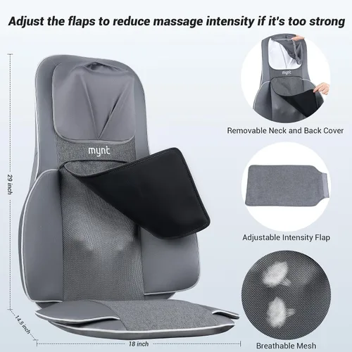 Miniatura 6 de Mynt Masajeador de Espalda y Cuello para Alivio del Dolor de Tejido Profundo, Masajeador de Cuello y Espalda Shiatsu 3D de Acupresión con Calor, Gris