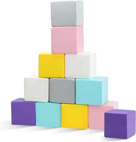 Bloques de espuma para niños pequeños, bloques de construcción suaves para niños pequeños, bloques apilables coloridos para niños, 12 piezas