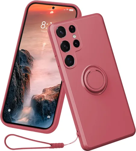 Miniatura 16 de Funda compatible con Samsung Galaxy S22 Ultra (5G 2022 lanzado), silicona con anillo giratorio de 360°, soporte magnético para automóvil, funda
