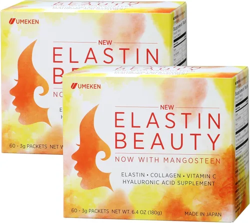 Umeken Elastin Beauty - Suplemento en polvo con péptidos de colágeno, ácido hialurónico, vitamina C y fruta de mangostán, salud y bienestar de la
