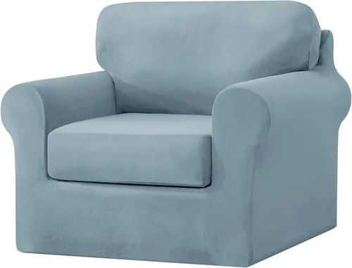 Miniatura 18 de UNBBRRL Fundas de sofá de 3 piezas para sofá, funda de terciopelo elástico para sillón con 1 funda de cojín de asiento y 1 funda de respaldo