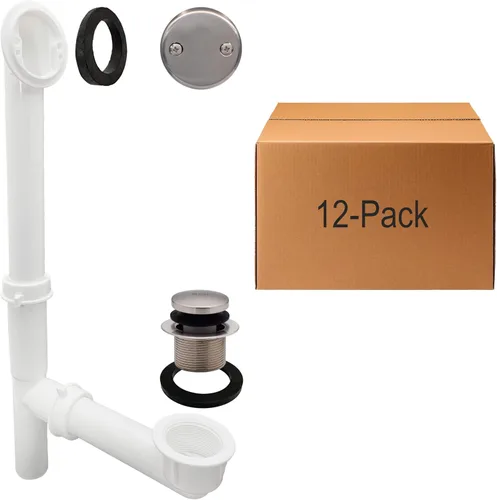 Miniatura 24 de Westbrass 593244-26 Kit de drenaje de residuos de baño con punta tubular blanca de 1-1/2 pulgadas, cromo pulido