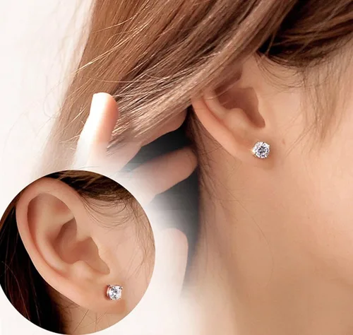 Miniatura 6 de TTVOVO Aretes de plata de ley 925 con circonita cúbica brillante de corte princesa, aretes de diamante de circonita cúbica para mujeres y hombres