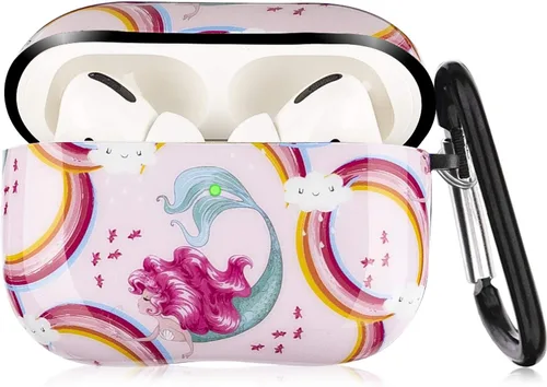 Miniatura 18 de Funda para Airpods Pro - YOMPLOW Funda protectora rígida de piel portátil y a prueba de golpes para mujeres y niñas con llavero para Apple Airpods