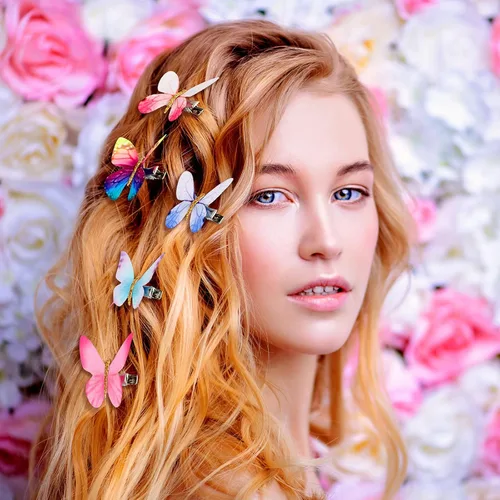 Miniatura 2 de Boao 18 piezas de pinzas de cabello con diseño de mariposa y brillo para niñas, adolescentes y mujeres, accesorios para el cabello (estilo soñador)