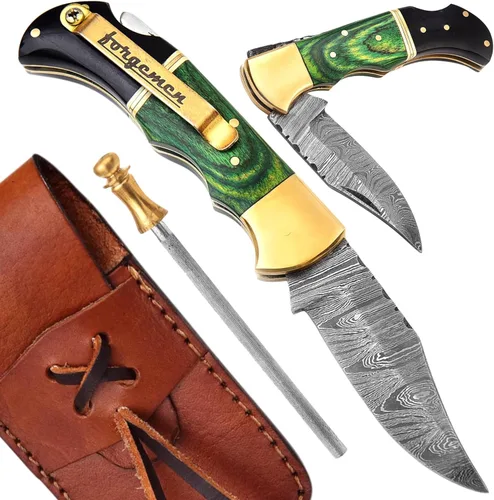 Edición limitada, cuchillo de bolsillo de damasco, cuchillo de bolsillo de damasco con clip, cuchillo de bolsillo para hombres, cuchillo de