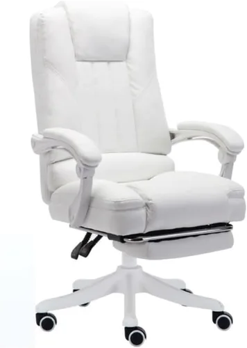 Miniatura 10 de Silla de oficina ejecutiva moderna blanca con respaldo alto, ergonómica y giratoria, cómoda silla de juegos para computadora para sala de estudio