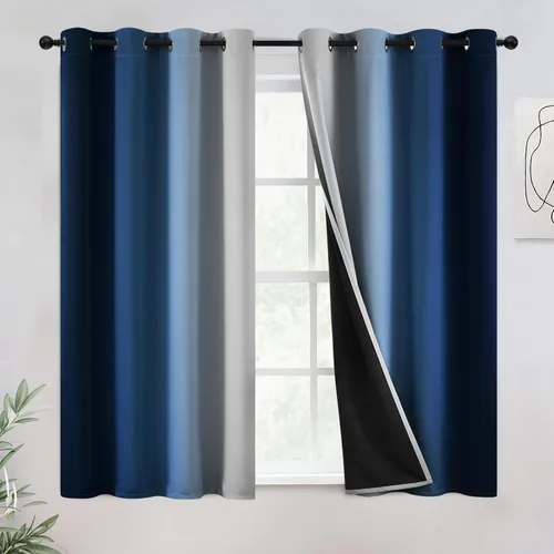 Miniatura 34 de COSVIYA - Cortinas 100% opacas y visillos con ombre, cortinas negras de 63 pulgadas de largo, 2 paneles, cortinas de oscurecimiento total