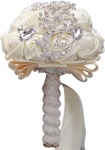 Miniatura 13 de Ramo de broche para novia pequeña, ramo de boda, ramo de rosas de satén para niña, hecho a medida, ramo floral de boda, arreglo de centro de mesa