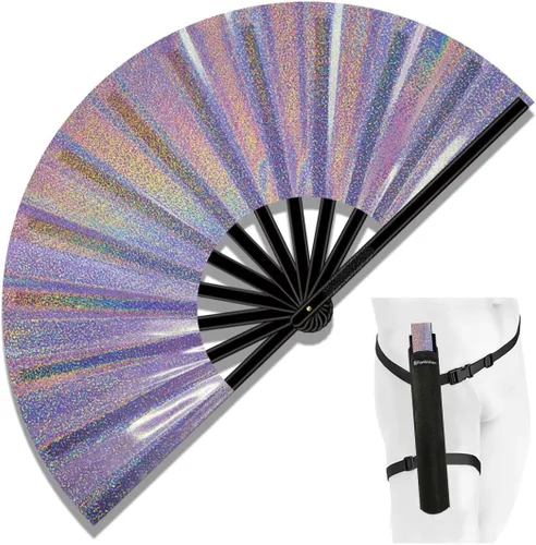 Miniatura 23 de Ventilador de Rave Plegable Grande de 13", Ventiladores de Mano Clack Plegables con Funda para Baile en Línea, Ventilador Boots On The Ground