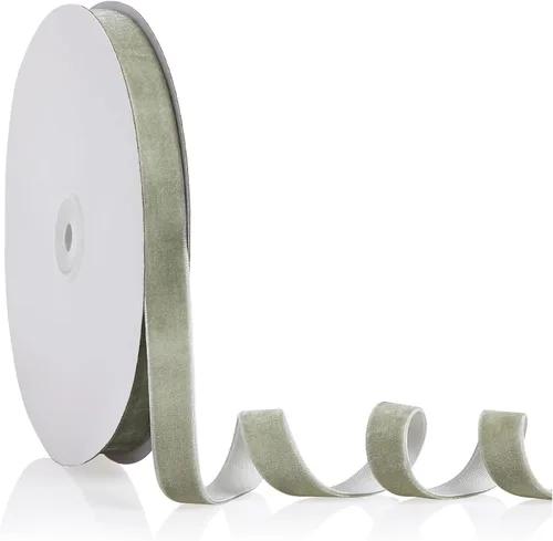 Miniatura 50 de Cinta de terciopelo blanco de 1/4 pulgadas x 20 yardas para decoración de corona de árbol de Navidad, manualidades, adornos hechos a mano, envoltura